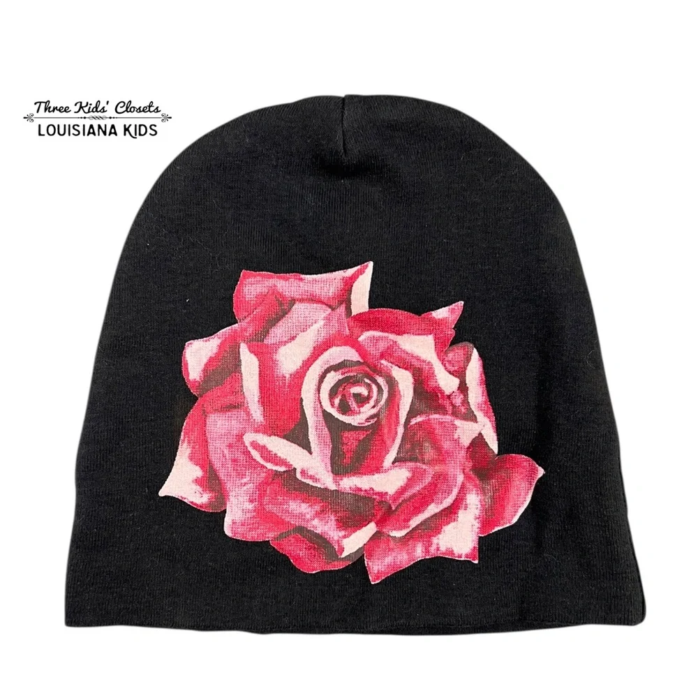Pinkaxle 12-24m Pink Rose Floral Cotton Toddler Beanie Hat